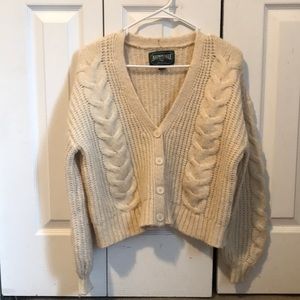 American eagle cream cropped grandpa cardigan